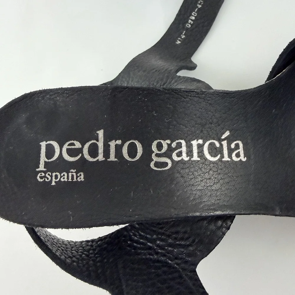 Pedro Garcia Black Suede Heels Sandals Womens EU 40 US 9 Ankle Strap Chic